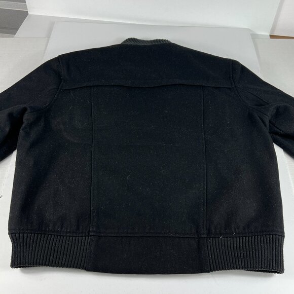 Schott Jacket Men's Extra Large Black Faded Wool Blend Full Zip Bomber Pockets - Picture 13 of 16